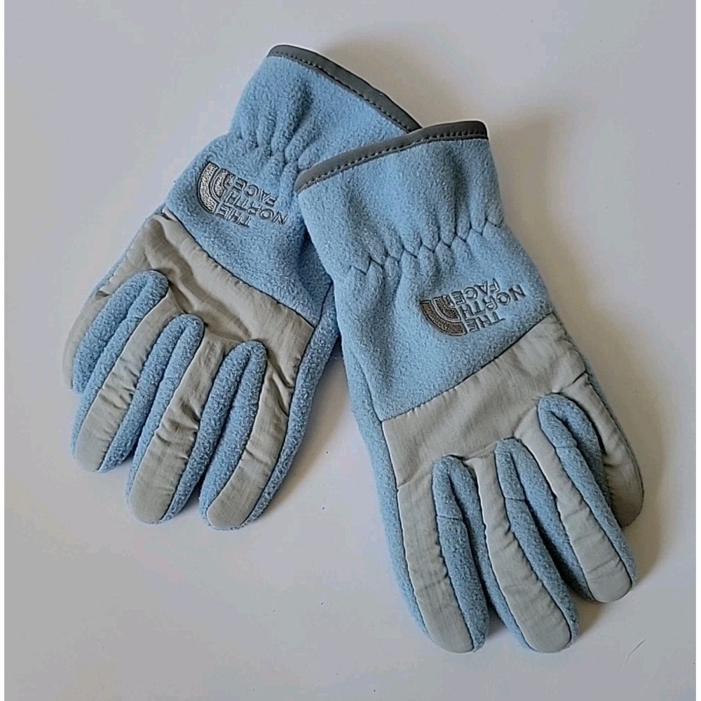 The North‎ Face Denali Fleece Gloves Girls Small Blue Embroidered Logo Gorpcore